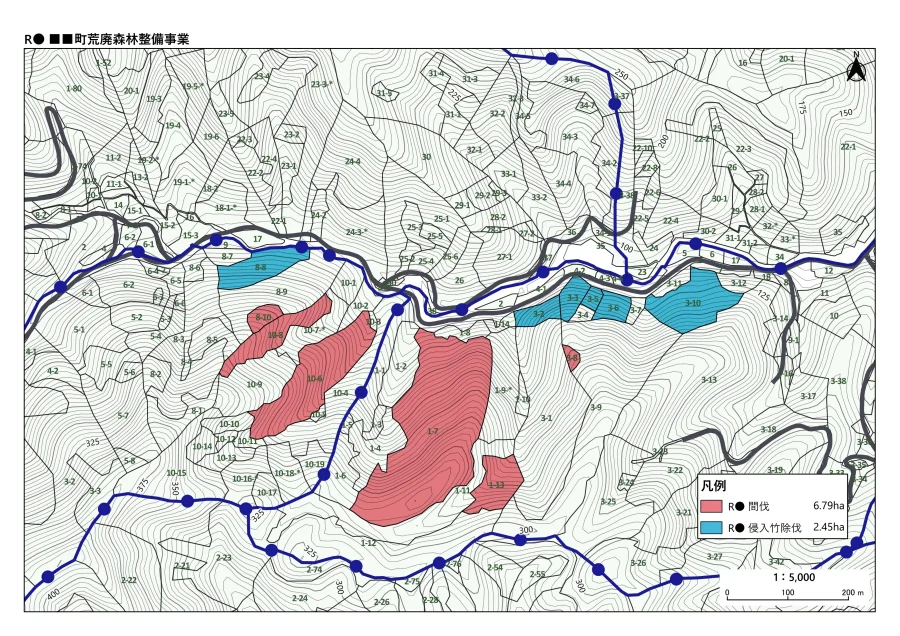 凡例を配置した印刷結果(A4横のPDF・用紙いっぱいに地図を配置)